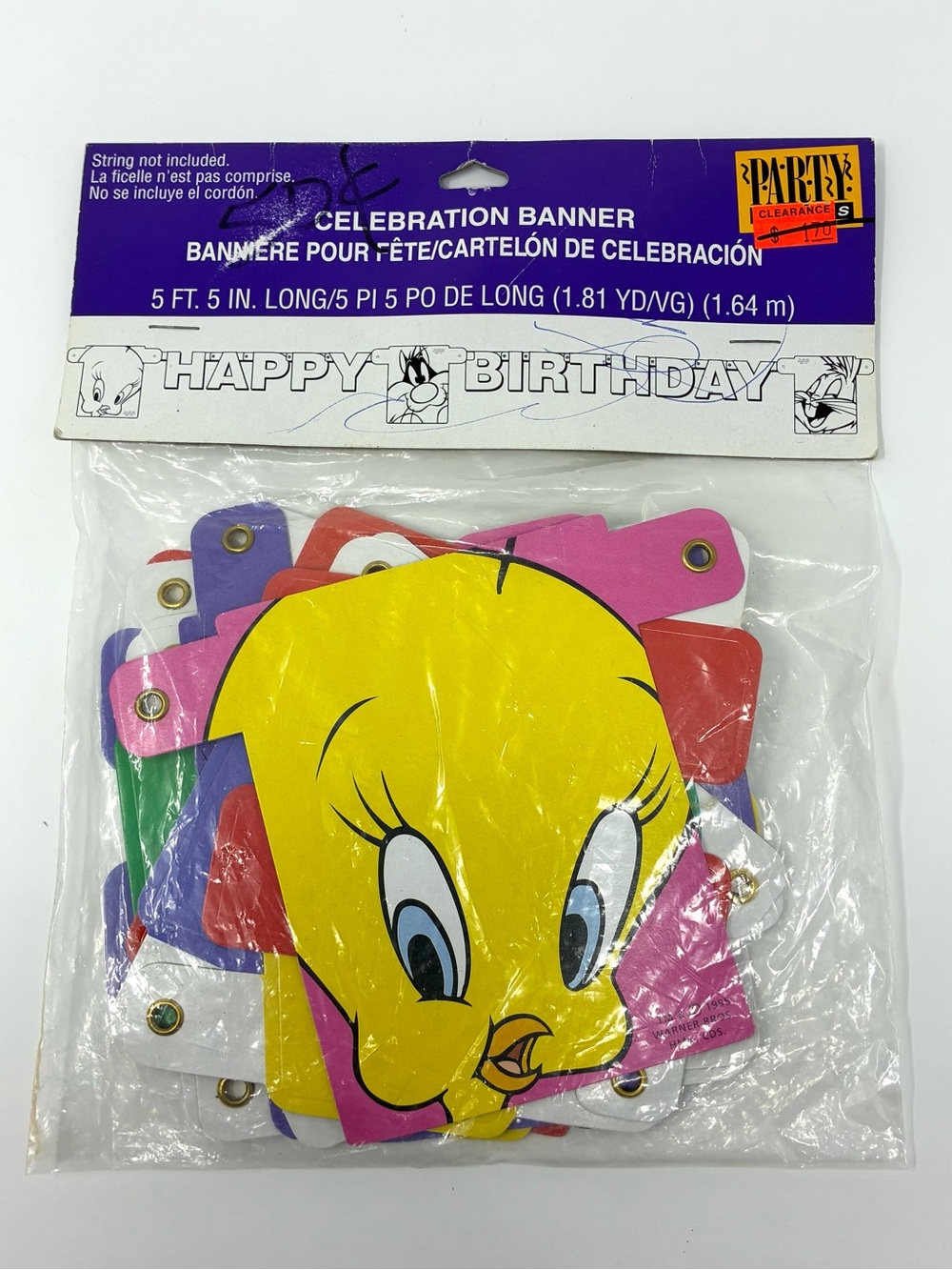 VTG Looney Tunes Birthday Party Celebration Banner Tweety Bird Bugs Bunny 1996